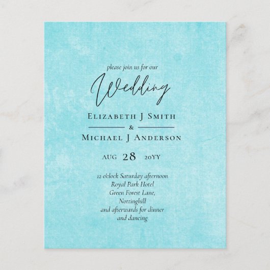 BUDGET Turquoise Geel Schrift Huwelijk (Voorkant)