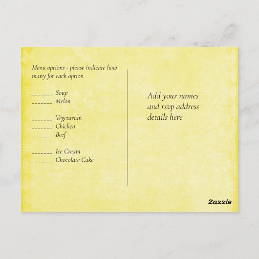 BUDGET Turquoise Geel Script Trouw Briefkaart (Achterkant)