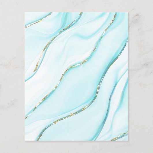 Budget Turquoise Gold Agate Wedding Invitation (Achterkant)