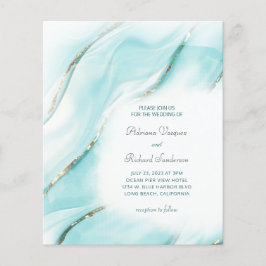 Budget Turquoise Gold Agate Wedding Invitation