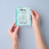 Budget Turquoise Gold Marble Wedding Menu (Hand)