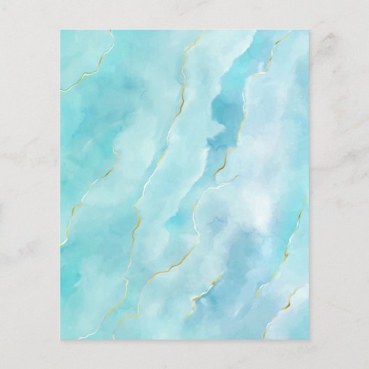 Budget Turquoise Gold Marble Wedding Menu (Achterkant)