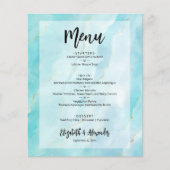 Budget Turquoise Gold Marble Wedding Menu (Voorkant)