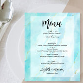 Budget Turquoise Gold Marble Wedding Menu