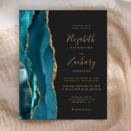 Budget Turquoise Goud Agate Donkere Trouw Uitnodig