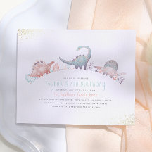 Budget Turquoise & Goud Meisje Dinosaurus Verjaard