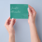 Budget Turquoise Green Calligraphy Photo Wedding Flyer (Hand)