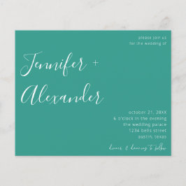 Budget Turquoise Green Calligraphy Photo Wedding Flyer