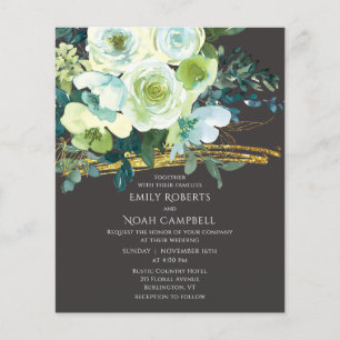 Budget Turquoise Green Floral Gold Glitter Wedding