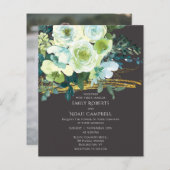 Budget Turquoise Green Floral Gold Photo Wedding (Voorkant / Achterkant)