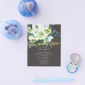 Budget Turquoise Green Floral Gold Photo Wedding Flyer (Enkel)