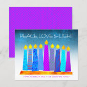 Budget Turquoise Hanukkah Kaarsen Vrede Liefde Kaa (Voorkant / Achterkant)