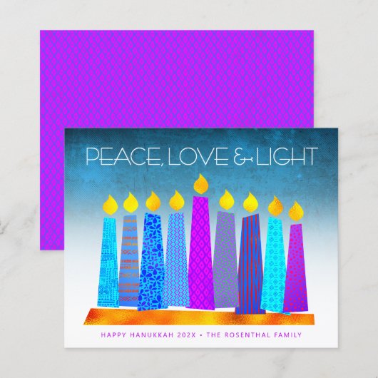 Budget Turquoise Hanukkah Kaarsen Vrede Liefde Kaa (Voorkant / Achterkant)