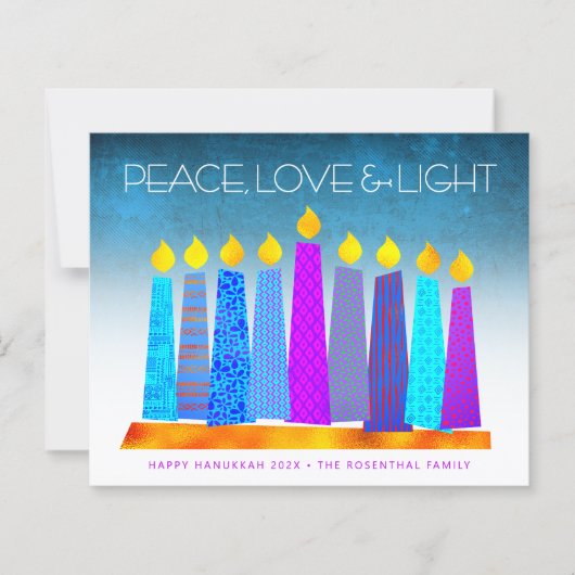 Budget Turquoise Hanukkah Kaarsen Vrede Liefde Kaa (Voorkant)