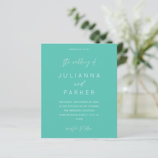 Budget Turquoise MOD Calligraphy Wedding (Staand voorkant)