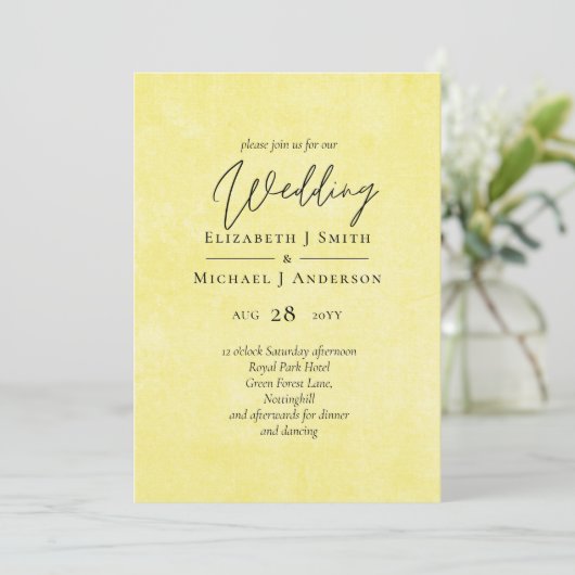 BUDGET Turquoise Yellow Script Weddenschap (Staand voorkant)