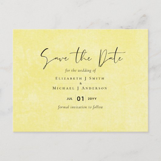 BUDGET Turquoise Yellow Script Weddenschap Briefkaart (Voorkant)
