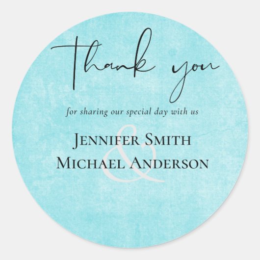 BUDGET Turquoise Yellow Script Weddenschap Ronde Sticker (Voorkant)