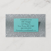 Budget Turquoise & Zilveren Glitter QR-code Visitekaartje (Voorkant)
