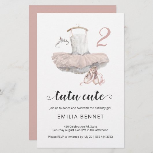 Budget Tutu minimalistisch Ballerina 2e verjaardag (Voorkant / Achterkant)