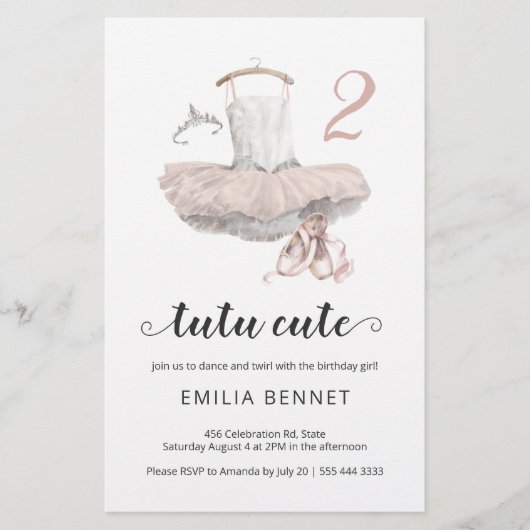 Budget Tutu minimalistisch Ballerina 2e verjaardag (Voorkant)