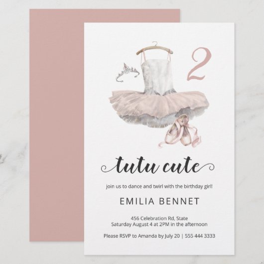 Budget Tutu minimalistisch Ballerina 2e verjaardag (Voorkant / Achterkant)