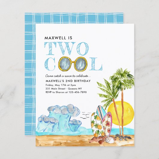 Budget Twee Cool Surfing Beach Waves 2e Verjaardag (Voorkant / Achterkant)