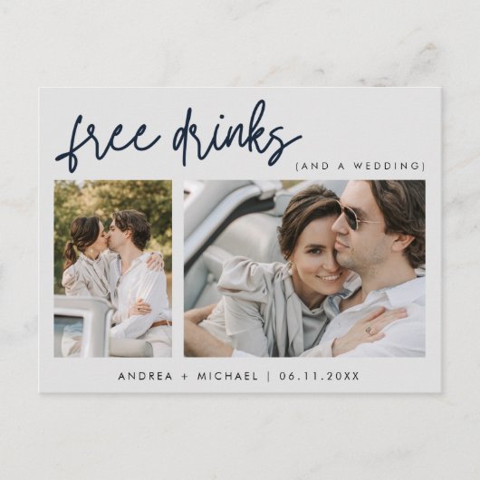 Budget Twee Foto Bruiloft Save the Date Uitnodiging Briefkaart (Voorkant)