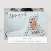Budget twee Foto Hallo Wereldgeboorteaankondiging (Voorkant / Achterkant)