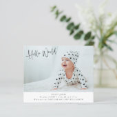 Budget twee Foto Hallo Wereldgeboorteaankondiging (Staand voorkant)