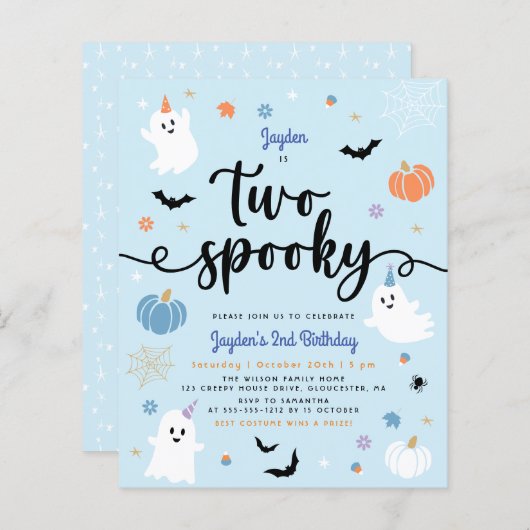 Budget Twee Spooky Blue Halloween Boy 2e Verjaarda (Voorkant / Achterkant)