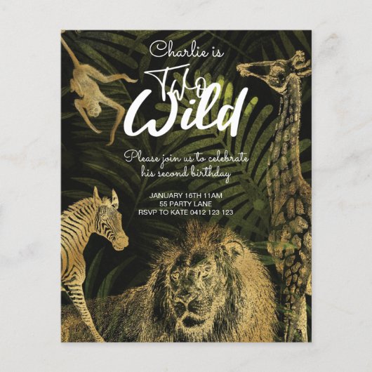 BUDGET Twee uitnodiging tot vrijdag Oerwoud Wild G (Voorkant)