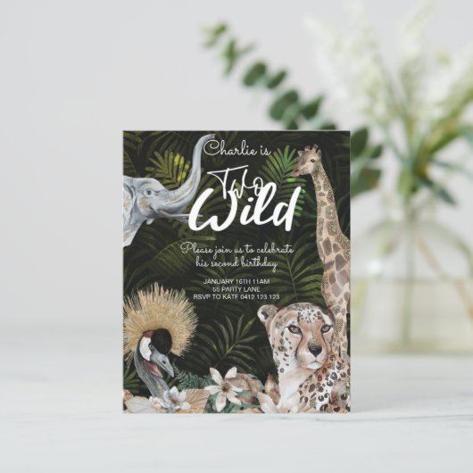 BUDGET Twee uitnodiging tot vrijdag Oerwoud Wild G (Staand voorkant)