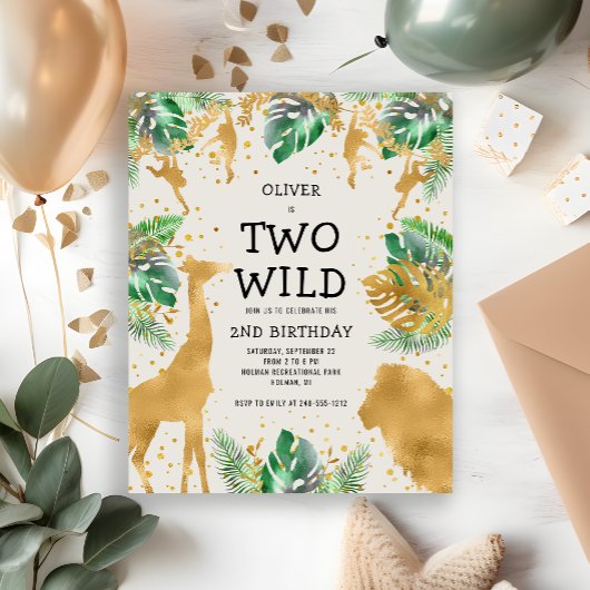 Budget Twee Wilde Ecru Gouden 2e Verjaardagsuitnod