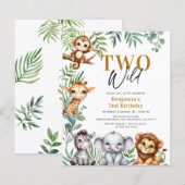 Budget Twee Wilde Safari Dieren 2e Verjaardag Uitn (Voorkant / Achterkant)