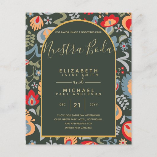 BUDGET Tweetaalig Spaans Engels Bruiloft Huwelijk Flyer (Achterkant)