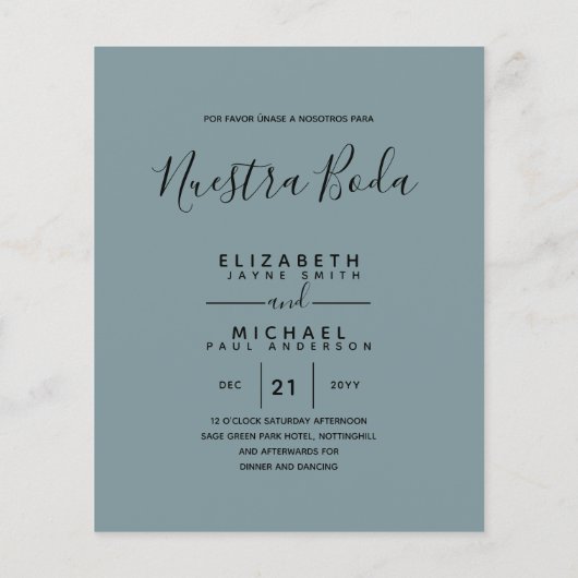 Budget Tweetalig Spaans BODA Engels Huwelijk Flyer (Achterkant)