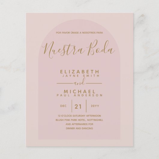 BUDGET Tweetalig Spaans Bruiloft Engels Huwelijk (Achterkant)