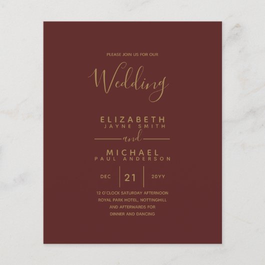 BUDGET Tweetalig Spaans Bruiloft Engels Huwelijk Flyer (Voorkant)