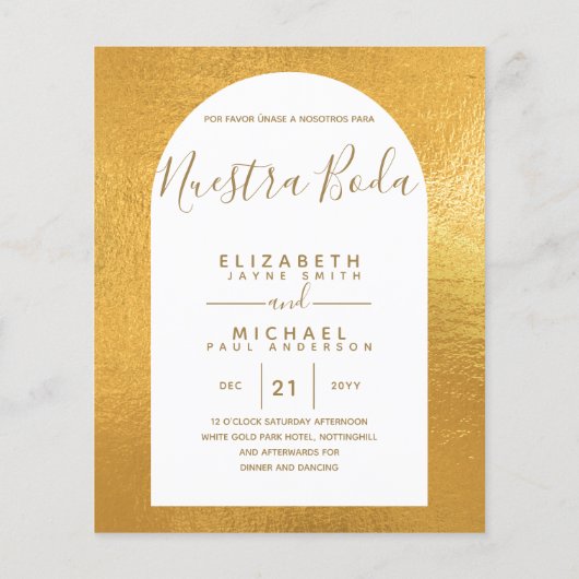 BUDGET Tweetalig Spaans Engels Bruiloft Huwelijk Flyer (Achterkant)