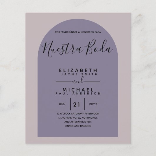 BUDGET Tweetalig Spaans Engels Bruiloft Huwelijk Flyer (Achterkant)