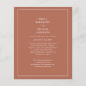 BUDGET Tweetalige Bruiloft Boda Terracotta Modern Flyer (Achterkant)
