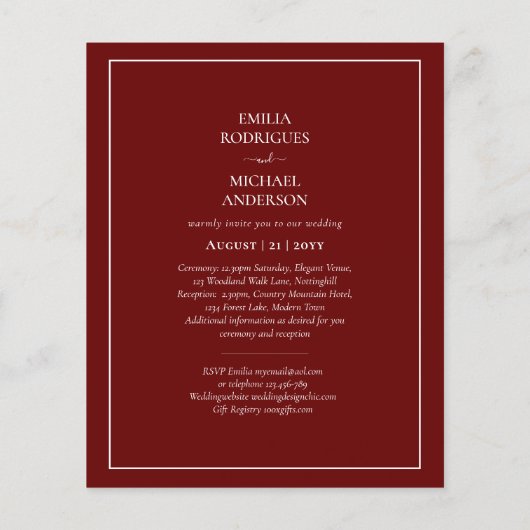 BUDGET Tweetalige huwelijksuitnodiging tekst beide Flyer (Achterkant)