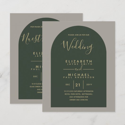 BUDGET Tweetalige Spaanse Huwelijk Engelse Trouwda (Voorkant / Achterkant)