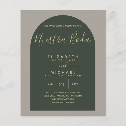 BUDGET Tweetalige Spaanse Huwelijk Engelse Trouwda (Achterkant)