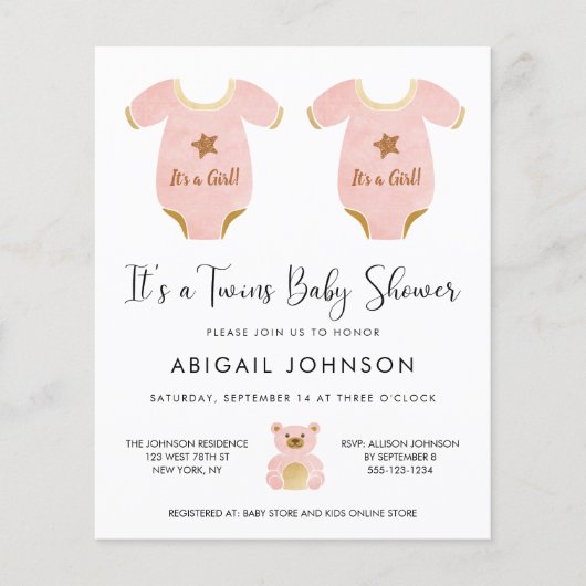 Budget Twin Girls Baby shower (Voorkant)