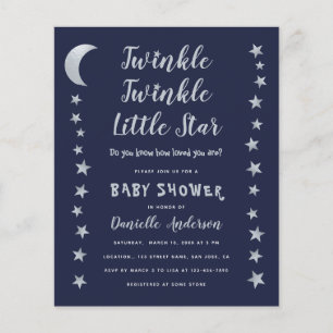 Budget Twinkle Little Star Baby Shower Uitnodiging
