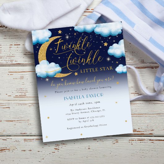 Budget Twinkle Little Star Blue Boy Baby shower