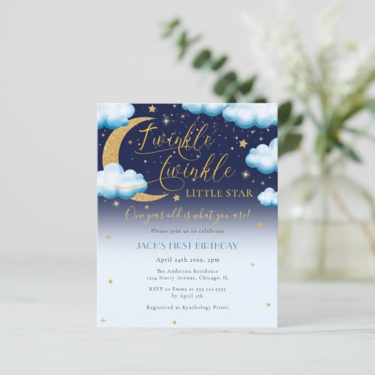 Budget Twinkle Little Star Blue Boy Eerste Verjaar (Staand voorkant)