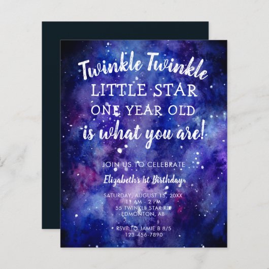 Budget Twinkle Twinkle Little Star 1st Birthday (Voorkant / Achterkant)